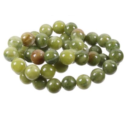Wholesale Natural Gemstone Beads - 100% Genuine Nephrite Jade Gemstone Bead - Smooth Round Shape - (Sold Per 15" Strand)