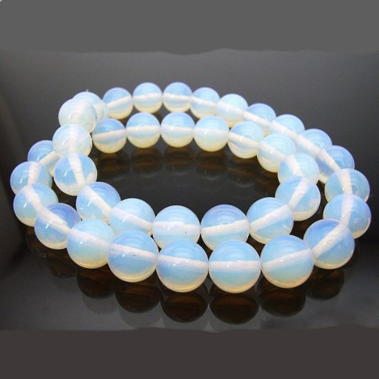 Wholesale Synthetic Gemstone Beads - Moonstone Opalite Gemstone Bead - Smooth Round Shape - (Sold Per 15" Strand)