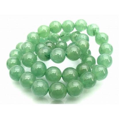 Wholesale Natural Gemstone Beads - 100% Genuine Green Aventurine Gemstone Bead - Smooth Round Shape - (Sold Per 15" Strand)