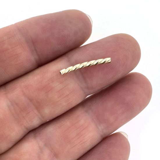 Wholesale 1/20 14K Gold Filled Spacer Tube- 1.5 * 15mm Curved Twisted Square Tube(sold per piece)