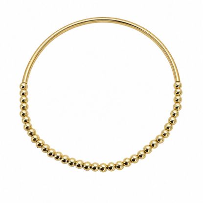 Wholesale 14K Gold Filled 3mm Smooth Beaded Stretchy Bracelet with Long Curved Tube- 6.5"