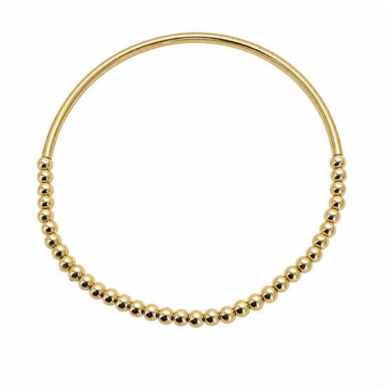 Wholesale 14K Gold Filled 3mm Smooth Beaded Stretchy Bracelet with Long Curved Tube- 6.5"