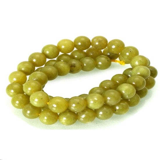 Wholesale Natural Gemstone Beads - 100% Genuine Olivine Jade Gemstone Bead - Smooth Round Shape - (Sold Per 15" Strand)