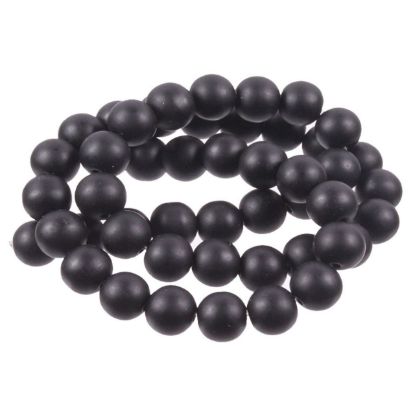 Wholesale Natural Gemstone Beads - 100% Genuine Matte Finish Black Obsidian Gemstone Bead - Smooth Round Shape - (Sold Per 15" Strand)