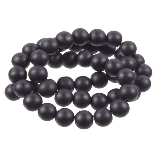 Wholesale Natural Gemstone Beads - 100% Genuine Matte Finish Black Obsidian Gemstone Bead - Smooth Round Shape - (Sold Per 15" Strand)