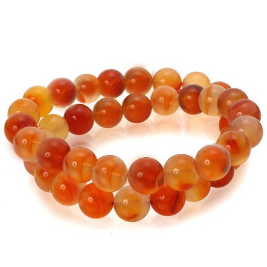 Wholesale Natural Gemstone Beads - 100% Genuine Carnelian Gemstone Bead (Heated)- Smooth Round Shape - (Sold Per 15" Strand)
