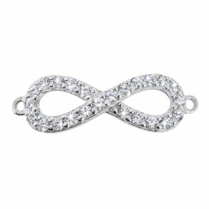 Wholesale 925 Sterling Silver Infinity Charms with CZ Stones- 7x20mm (sold per piece)
