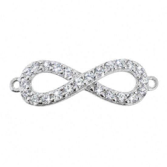 Wholesale 925 Sterling Silver Infinity Charms with CZ Stones- 7x20mm (sold per piece)
