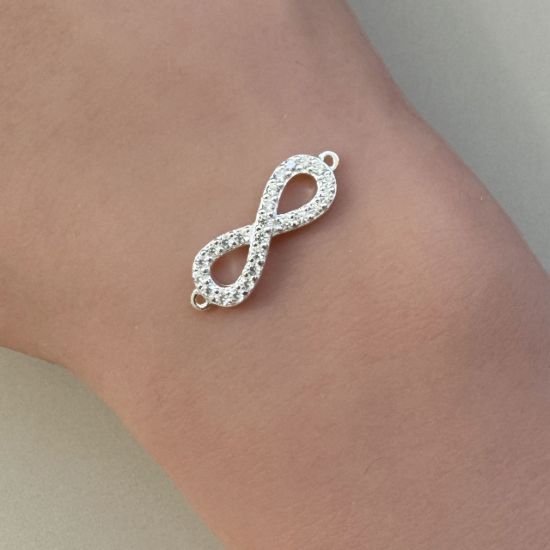 Wholesale 925 Sterling Silver Infinity Charms with CZ Stones- 7x20mm (sold per piece)