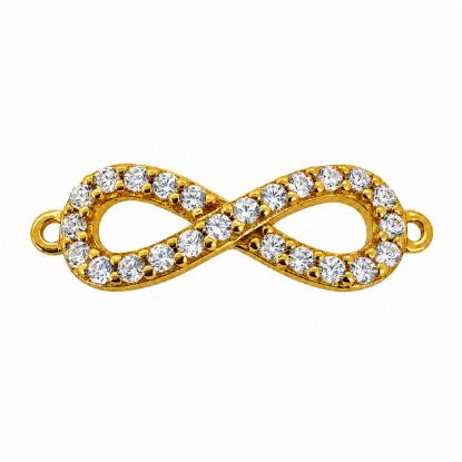 Wholesale Gold over Sterling Silver Infinity Charms with CZ Stones- 7x20mm (sold per piece)
