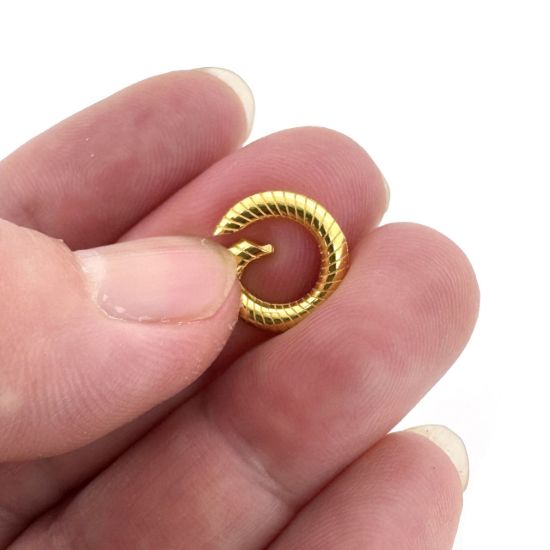 Wholesale Gold over Sterling Silver No Trigger Clasp - Textured Round Spring Clasp-11mm