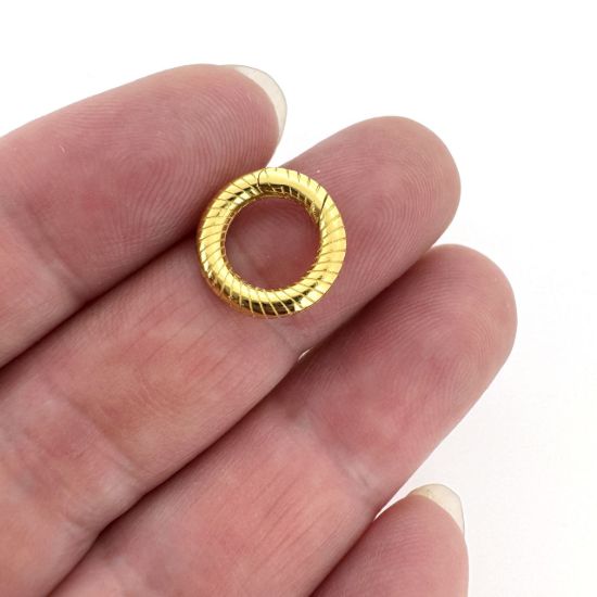 Wholesale Gold over Sterling Silver No Trigger Clasp - Textured Round Spring Clasp-11mm