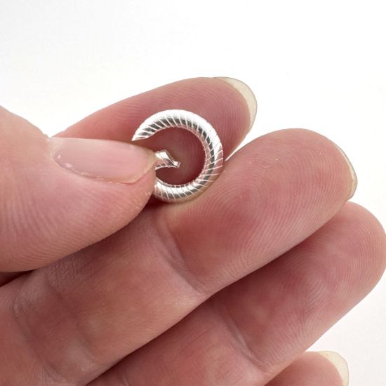 Wholesale 925 Sterling Silver No Trigger Clasp - Textured Round Spring Clasp-11mm