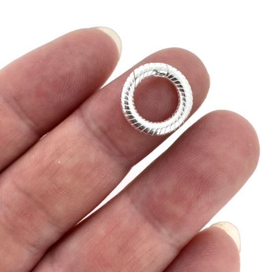 Wholesale 925 Sterling Silver No Trigger Clasp - Textured Round Spring Clasp-11mm