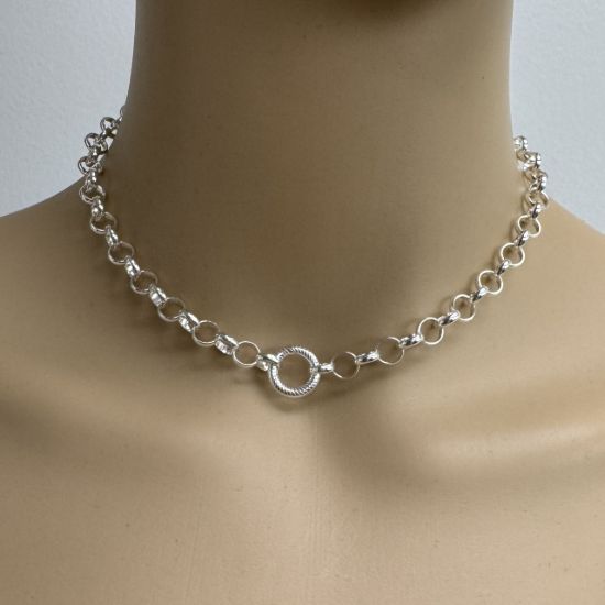 Wholesale 925 Sterling Silver No Trigger Clasp - Textured Round Spring Clasp-11mm
