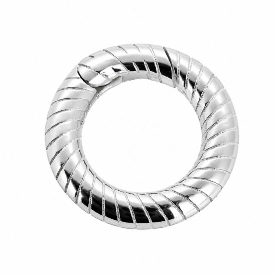 Wholesale 925 Sterling Silver No Trigger Clasp - Textured Round Spring Clasp-11mm