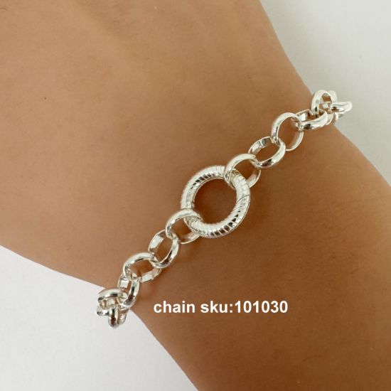 Wholesale 925 Sterling Silver No Trigger Clasp - Textured Round Spring Clasp-11mm