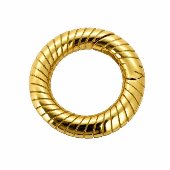 Wholesale Gold over Sterling Silver No Trigger Clasp - Textured Round Spring Clasp-11mm