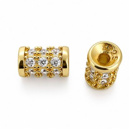 Wholesale Gold over Sterling Silver Bead Spacer- 5.5 *3.5mm Fancy Tube with CZ stones (sold per piece)