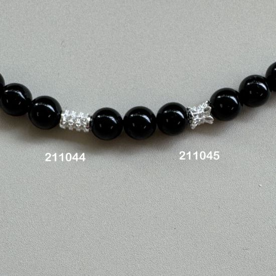 Wholesale Sterling Silver Bead Spacer- 4.3 *4.5mm Flower Tube with CZ stones (sold per piece)