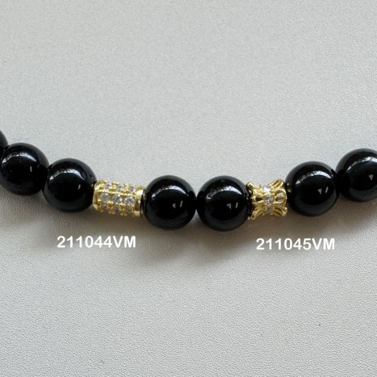 Wholesale Gold over Sterling Silver Bead Spacer- 4.3 *4.5mm Flower Tube with CZ stones (sold per piece)