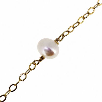 Wholesale 1/20 14K Gold Filled 4mm Off Round Freshwater Pearl Link Satellite Chain  (Sold Per Foot)
