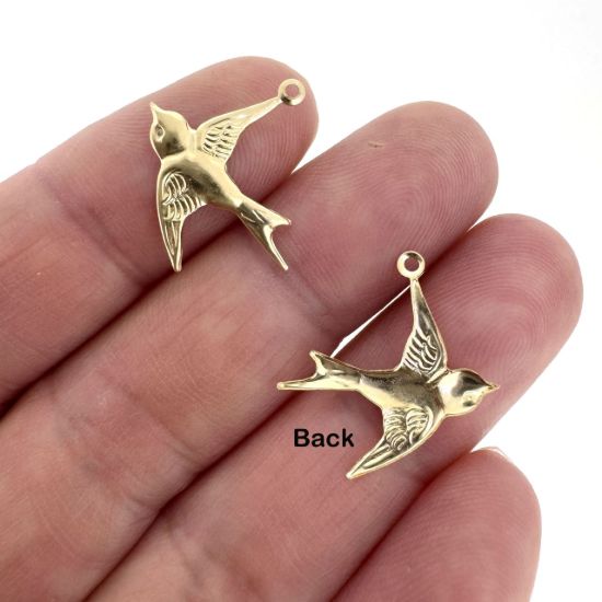 Wholesale 1/20 14K Gold Filled Textured Flying Swallow Charm- 20mm (sold per piece)