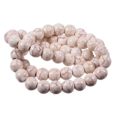 Wholesale Gemstone Beads - White Turquoise Round Beads-stabilized (Sold Per 15" Strand)