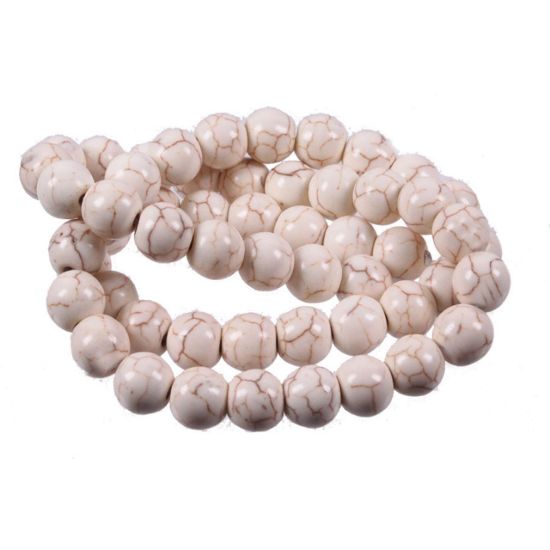 Wholesale Gemstone Beads - White Turquoise Round Beads-stabilized (Sold Per 15" Strand)