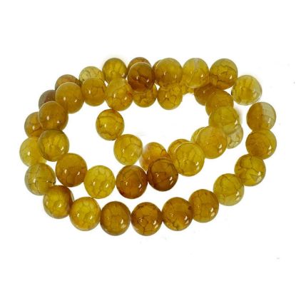 Wholesale Natural Gemstone Beads - Dyed Golden Spider Agate Gemstone Bead - Smooth Round Shape - (Sold Per 15" Strand)