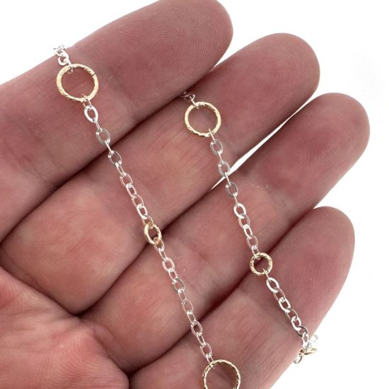 Wholesale 1/20 14K Gold Filled and Sterling Silver Two-Toned Bulk Chain -Sparkle Circle Chain (Sold Per Foot)