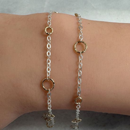 Wholesale 1/20 14K Gold Filled and Sterling Silver Two-Toned Bulk Chain -Sparkle Circle Chain (Sold Per Foot)