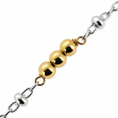Wholesale 1/20 14K Gold Filled and Sterling Silver Two-Toned Bulk Chain -Satellite Chain with Triple Gold Filled Beads (Sold Per Foot)