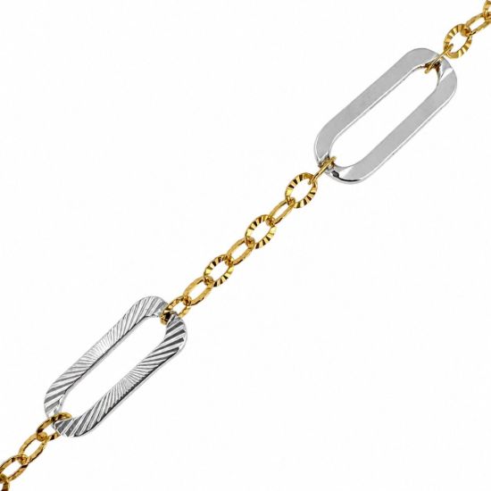 Wholesale 1/20 14K Gold Filled and Sterling Silver Two-Toned Bulk Chain -Sparkle and Plain Paperclip Chain (Sold Per Foot)