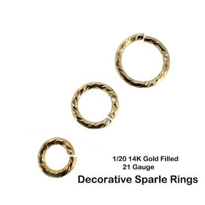Wholesale 1/20 14k Gold Filled Decorative Sparkle Open Jump Rings - 21 Gauge All Sizes (20pcs)
