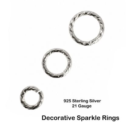 Wholesale 925 Sterling Silver Decorative Sparkle Open Jump Rings - 21 Gauge All Sizes (20pcs)