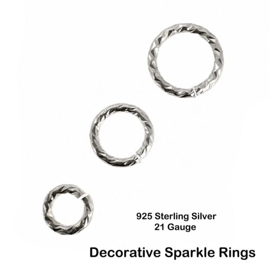 Wholesale 925 Sterling Silver Decorative Sparkle Open Jump Rings - 21 Gauge All Sizes (20pcs)
