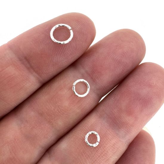 Wholesale 925 Sterling Silver Decorative Sparkle Open Jump Rings - 21 Gauge All Sizes (20pcs)