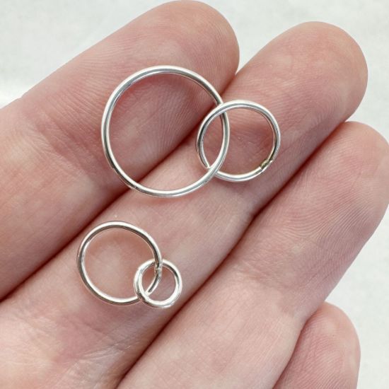 Wholesale Sterling Silver Interlocking Round Connectors - 10mm & 6mm OR 15mm & 10mm (sold per piece)
