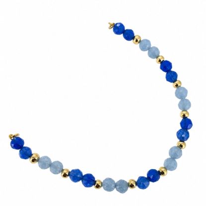 Wholesale 1/20 14K Gold Filled Blue Agate Beaded Bangle Charm Connector-5 Inch