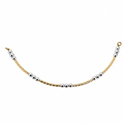 Wholesale 1/20 14K Gold Filled Sparkle Tube and Sterling Silver Beads Two Toned Bangle Charm Connector-4 Inch
