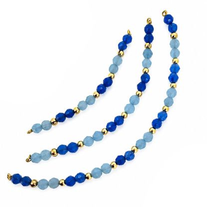 Wholesale 1/20 14K Gold Filled Blue Agate Beaded Bangle Charm Connector