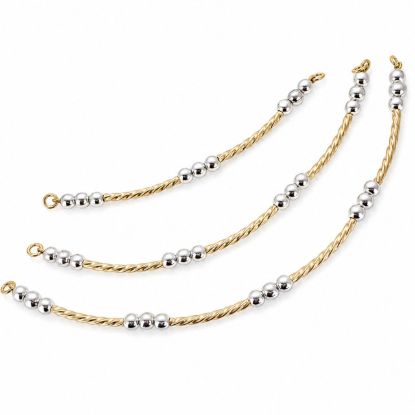 Wholesale 1/20 14K Gold Filled Sparkle Tube and Sterling Silver Beads Two Toned Bangle Charm Connector