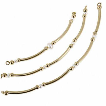 Wholesale 1/20 14K Gold Filled Tube and Freshwater Pearl Bangle Charm Connector
