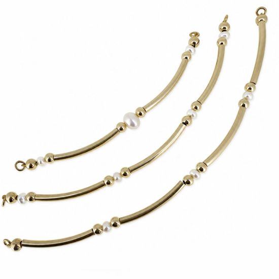 Wholesale 1/20 14K Gold Filled Tube and Freshwater Pearl Bangle Charm Connector
