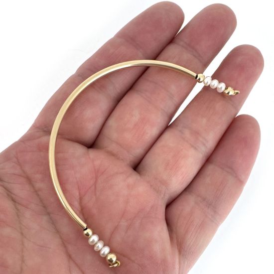 Wholesale 1/20 14K Gold Filled Tube with Pearl Bangle Charm Connector -4.5 inches