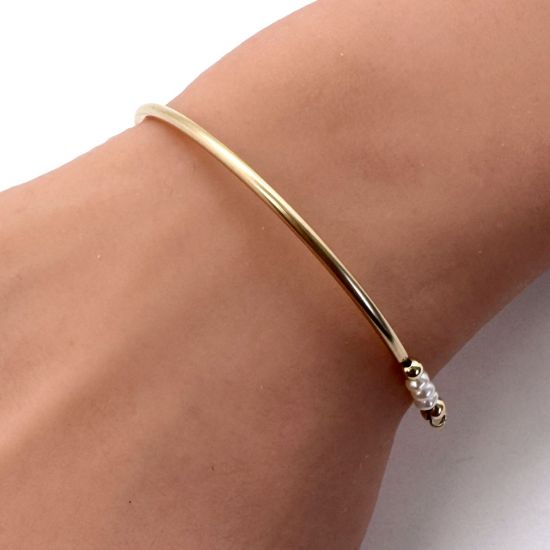 Wholesale 1/20 14K Gold Filled Tube with Pearl Bangle Charm Connector -4.5 inches