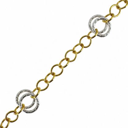 Wholesale 1/20 14K Gold Filled and Sterling Silver Two-Toned Bulk Chain - Double Sparkle Circle Chain (Sold Per Foot)
