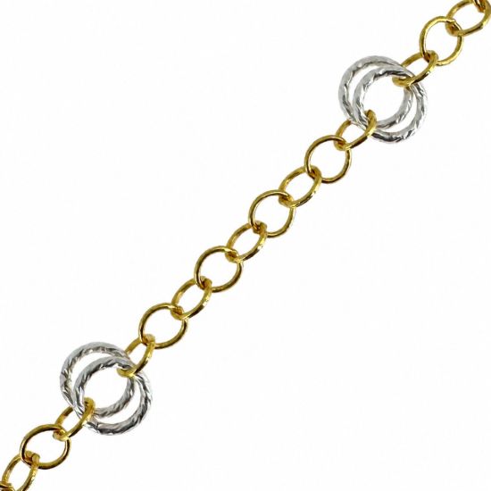 Wholesale 1/20 14K Gold Filled and Sterling Silver Two-Toned Bulk Chain - Double Sparkle Circle Chain (Sold Per Foot)
