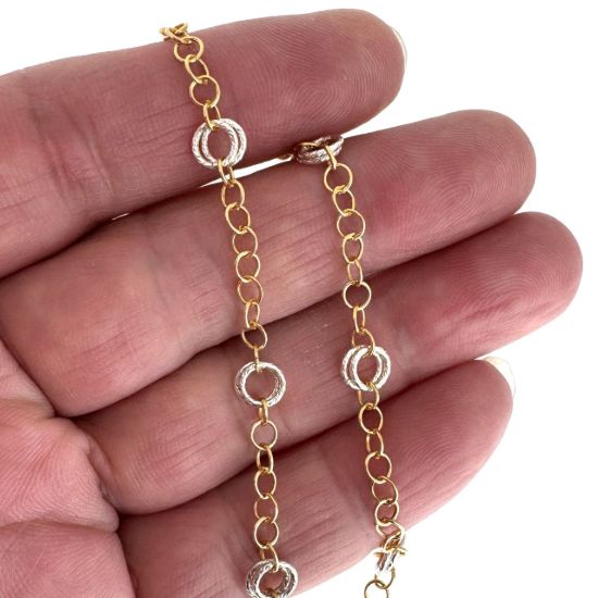 Wholesale 1/20 14K Gold Filled and Sterling Silver Two-Toned Bulk Chain - Double Sparkle Circle Chain (Sold Per Foot)